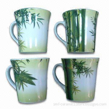 13oz Trumpet Mugs in Bamboo Design, Made of Porcelain, OEM Orders are Welcome